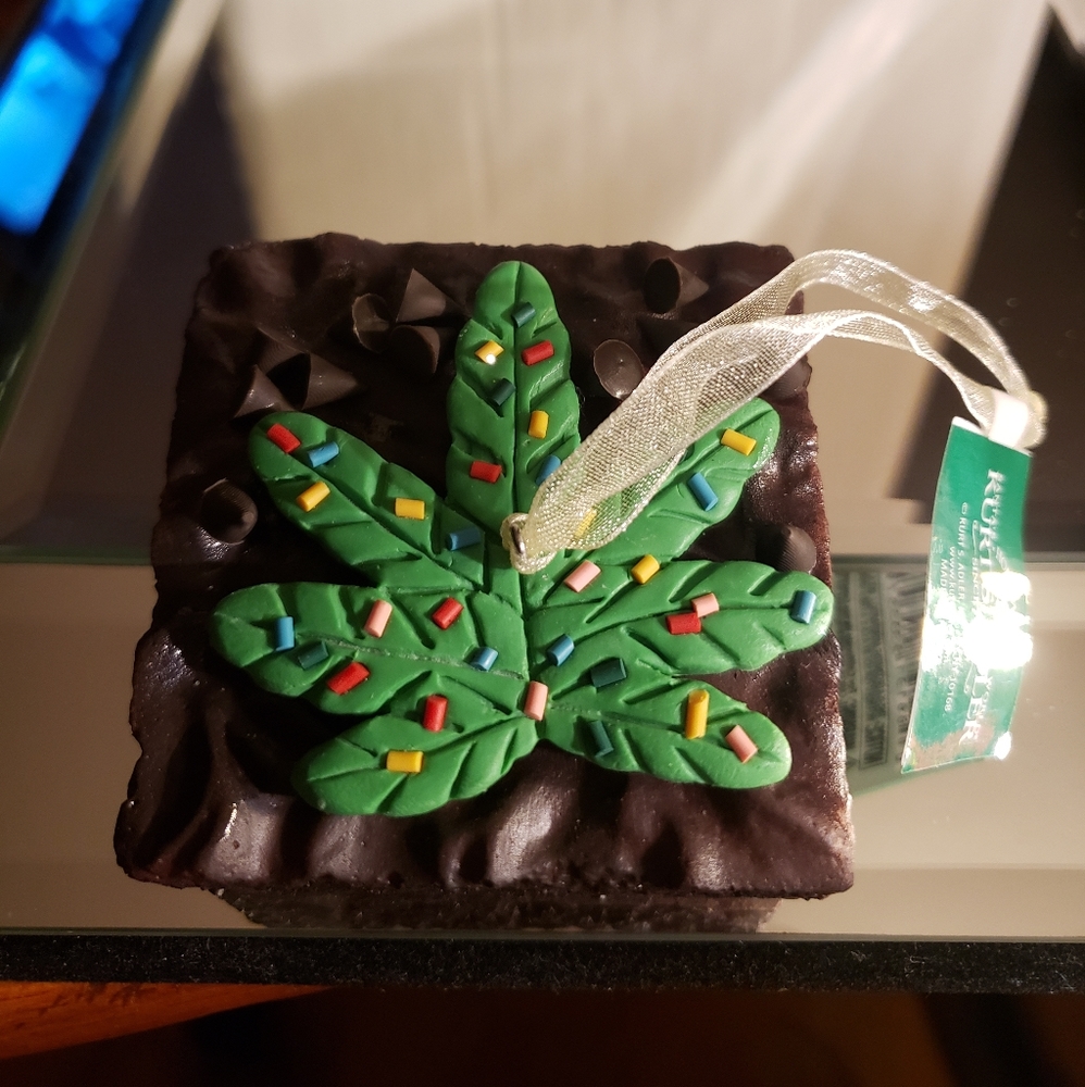 Kurt Adler Ornament Cannabis Brownie with Sprinkles ChristmasOrnament